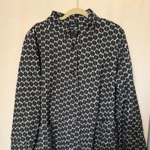 Comfy USA Black and White Geometric Button-Front Coat